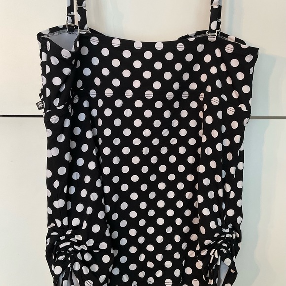 Polka Dot Black and White Tankini - Picture 3 of 6